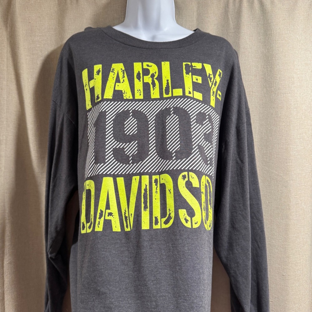 Harley Davidson Long Sleeve Shirt XL Pensacola Gray Motorcycle Graphic Tee